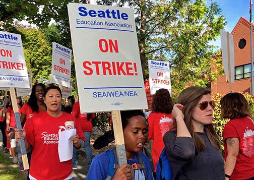 Seattle teachers on the picket line during their strike
