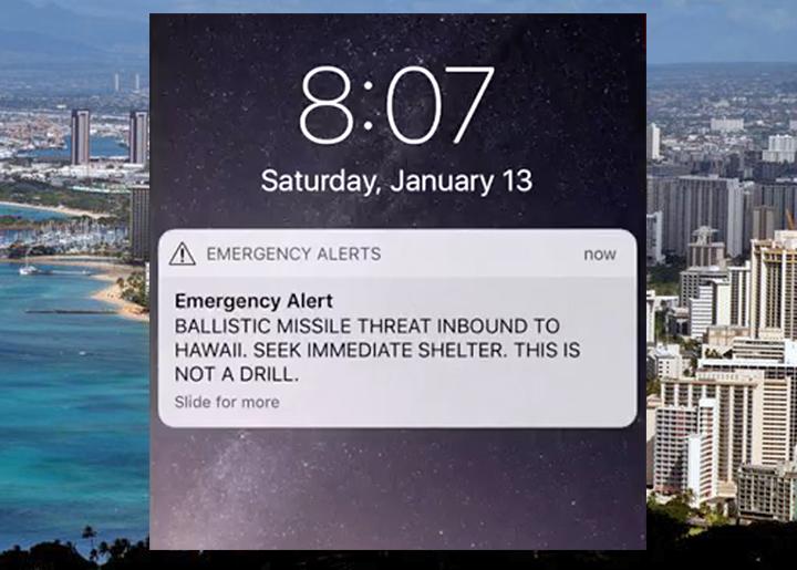 The false alarm about an impending missile strike went out via text message