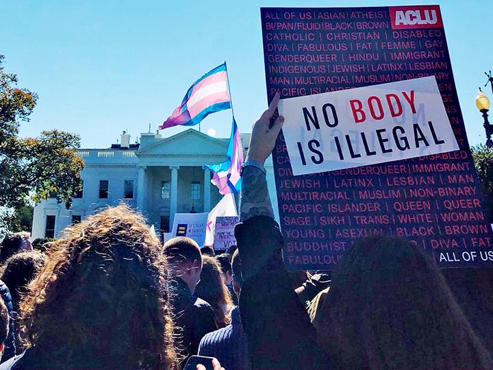 A demonstration for trans equality in front of the White House