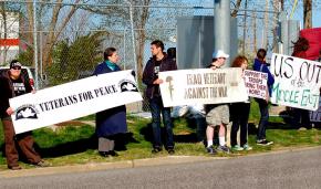 Supporters gathered outside a hearing for Mathis Chiroux in St. Louis