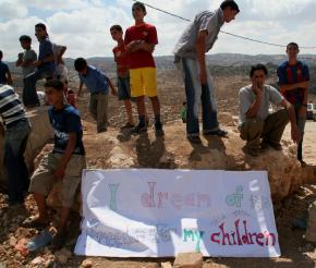 Protesting Israeli roadblocks in the West Bank