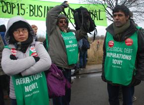 Demonstrating at the Copenhagen climate summit in December 2009