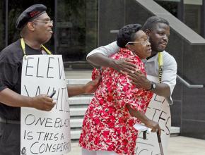 Community members celebrated the conviction of five officers involved in the Danziger Bridge shooting