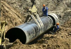 Part of the Keystone XL pipeline under construction