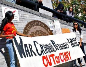 Activists rally against David Petraeus and ROTC on the CCNY campus