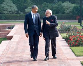 President Obama visits with Indian President Narendra Modi