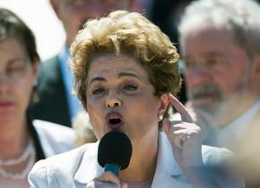 Brazil's President Dilma Rousseff speaks against the impeachment drive