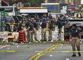 Investigators at the bombing site in Manhattan's Chelsea