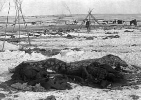 The aftermath of the massacre at Wounded Knee in 1890