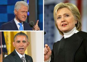 Clockwise from top left: Bill Clinton, Hillary Clinton and Barack Obama