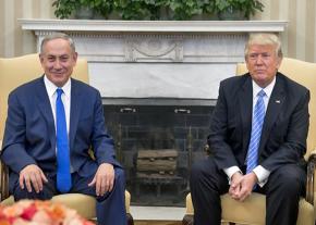 Benjamin Netanyahu and Donald Trump at a joint press conference in the White House