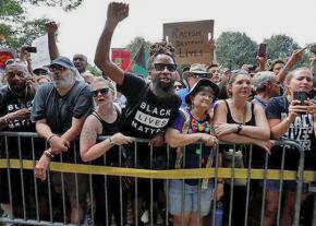 Protesters stand up to the the far right in Charlottesville, Virginia
