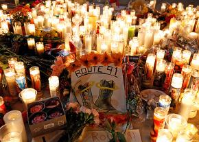 A candlelight vigil for the victims of the massacre in Las Vegas