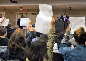 Students protest alt-right provocateur Mike Cernovich at Columbia University