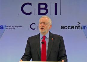 Labour Party leader Jeremy Corbyn addresses the Confederation of British Industry