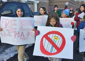 Students and teachers rally against the deportation of Siham Byah in Boston