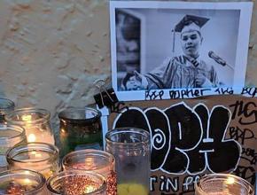 A shrine for police brutality victim Jesus Adolfo Delgado in San Francisco