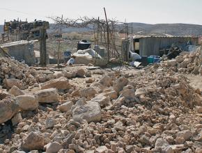 The rubble of a home demolished by Israeli troops in the village of Umm al-Khair