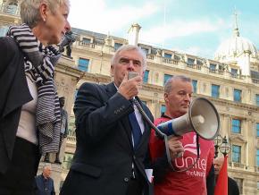 Labour Shadow Chancellor John McDonnell speaks in support of striking workers